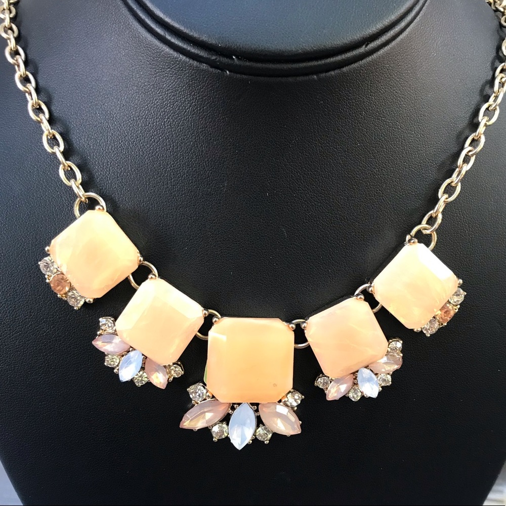 Peach rhinestone necklace